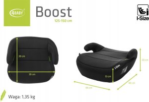 4 BABY Fotelik BOOST 125-150cm GREY I-SIZE 8