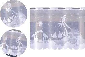 Firanka Szopka wysokość 70 cm [raport wzoru 140 cm] DomoweTekstylia | WN36S8 070 | Święta Boże Narodzenie 1