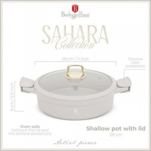 PŁASKI GARNEK TYTANOWY Z POKRYWĄ 28cm BERLINGER HAUS BH-7785 SAHARA 13