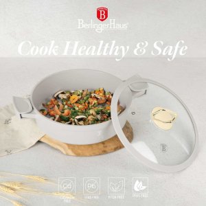 PŁASKI GARNEK TYTANOWY Z POKRYWĄ 28cm BERLINGER HAUS BH-7785 SAHARA 4