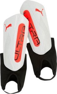 Ochraniacze piłkarskie na golenie piszczele nagolenniki Puma Ultra Light Ankle biało-pomarańczowe 30991 01 L 1