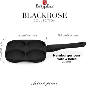 PATELNIA TYTANOWA 26cm DO HAMBURGERÓW JAJEK BERLINGER HAUS BH-7797 BLACK ROSE 3