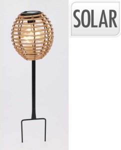 LAMPA SOLARNA KULA RATTAN NATURALNY PROGARDEN 1
