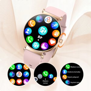 SMARTWATCH ZEGAREK DAMSKI ROZMOWY MENU PL CIŚNIENIE POWIADOMIENIA 2 paski 12