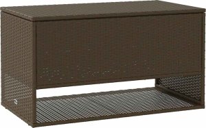 Skrzynia ogrodowa vidaXL Skrzynka na poduszki ogrodowe Brązowa 100x55x55,5 cm Polirattan 2