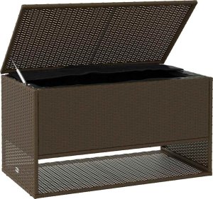 Skrzynia ogrodowa vidaXL Skrzynka na poduszki ogrodowe Brązowa 100x55x55,5 cm Polirattan 3