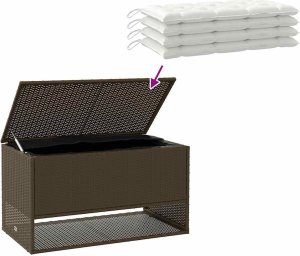 Skrzynia ogrodowa vidaXL Skrzynka na poduszki ogrodowe Brązowa 100x55x55,5 cm Polirattan 7
