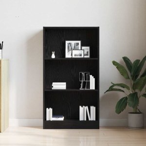 vidaXL Regał biblioteczny Czarny Dąb 60x24x109 cm Drewno klejone 3