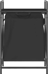 Kosz na pranie vidaXL Kosz na pranie 1 komora z półką, czarny dąb 6
