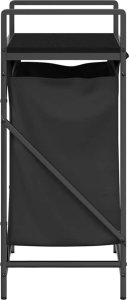 Kosz na pranie vidaXL Kosz na pranie 1 komora z półką, czarny dąb 7