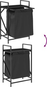 Kosz na pranie vidaXL Kosz na pranie 1 komora z półką, czarny dąb 10