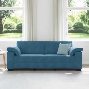 vidaXL Sofa 3-osobowa, niebieska 178 cm, aksamit 3