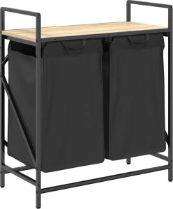 vidaXL Kosz na pranie 2 przegrody z półką, dąb sonoma 2