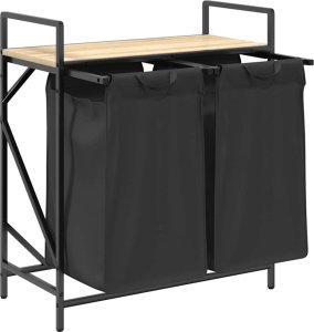 vidaXL Kosz na pranie 2 przegrody z półką, dąb sonoma 5