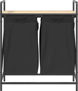 vidaXL Kosz na pranie 2 przegrody z półką, dąb sonoma 6