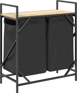 vidaXL Kosz na pranie 2 przegrody z półką, dąb sonoma 8