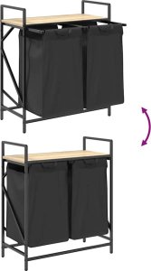 vidaXL Kosz na pranie 2 przegrody z półką, dąb sonoma 10