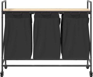 Kosz na pranie vidaXL Kosz na pranie 3 przegrody z kółkami, dąb sonoma 6