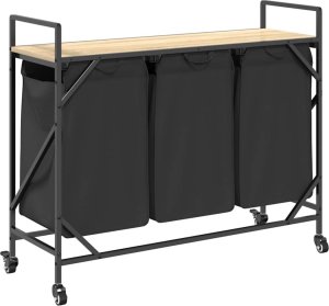 Kosz na pranie vidaXL Kosz na pranie 3 przegrody z kółkami, dąb sonoma 8