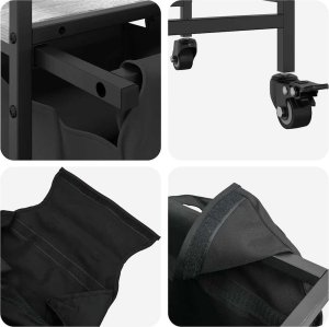 vidaXL Kosz na pranie 3 przegrody z kółkami, szary dąb sonoma 10