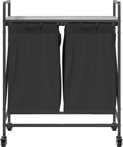 Kosz na pranie vidaXL Kosz na pranie 2 przegrody z kółkami, szary dąb sonoma 6