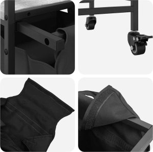 Kosz na pranie vidaXL Kosz na pranie 2 przegrody z kółkami, szary dąb sonoma 10