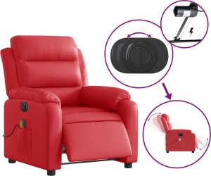 vidaXL Rozkładany fotel masujący, elektryczny, czerwony, ekoskóra 5