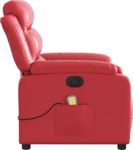 vidaXL Rozkładany fotel masujący, elektryczny, czerwony, ekoskóra 9