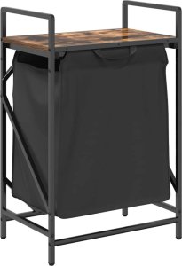 Kosz na pranie vidaXL Kosz na pranie 1 komora z półką, przydymiony dąb 2