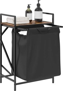 Kosz na pranie vidaXL Kosz na pranie 1 komora z półką, przydymiony dąb 4