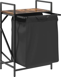 Kosz na pranie vidaXL Kosz na pranie 1 komora z półką, przydymiony dąb 5