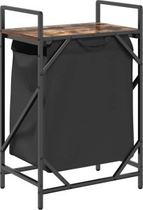 Kosz na pranie vidaXL Kosz na pranie 1 komora z półką, przydymiony dąb 8