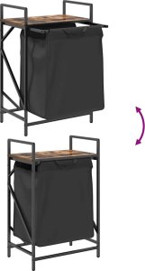 Kosz na pranie vidaXL Kosz na pranie 1 komora z półką, przydymiony dąb 10