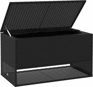 Skrzynia ogrodowa vidaXL Pudełko na poduszki ogrodowe czarne 100x55x55,5 cm polirattan 3