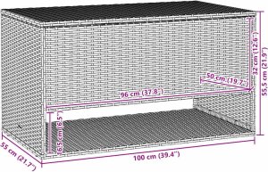 Skrzynia ogrodowa vidaXL Pudełko na poduszki ogrodowe czarne 100x55x55,5 cm polirattan 10