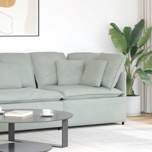 vidaXL Modułowy Narożnik Sofa z Poduszkami Jasnoszary 100 cm 1