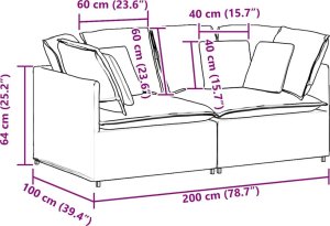 vidaXL Sofa modułowa z poduszkami Tkanina jasnoszara 9