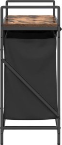 vidaXL Kosz na pranie 2 przegrody z półką, przydymiony dąb 7