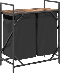 vidaXL Kosz na pranie 2 przegrody z półką, przydymiony dąb 8
