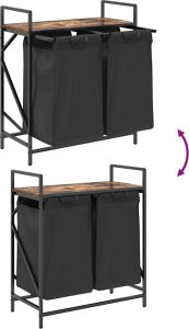 vidaXL Kosz na pranie 2 przegrody z półką, przydymiony dąb 10