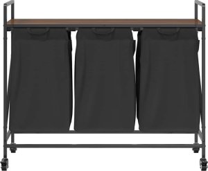 Kosz na pranie vidaXL Kosz na pranie 3 przegrody z kółkami, brązowy dąb 6