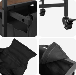 Kosz na pranie vidaXL Kosz na pranie 3 przegrody z kółkami, brązowy dąb 10