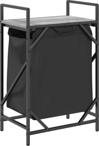 Kosz na pranie vidaXL Kosz na pranie 1 komora z półką, szary dąb sonoma 8