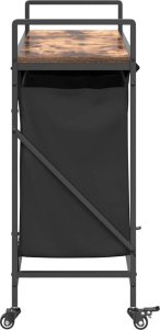 vidaXL Kosz na pranie 3 przegrody z kółkami, przydymiony dąb 7