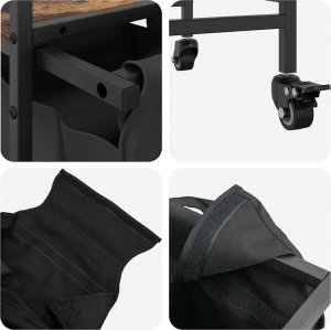 vidaXL Kosz na pranie 3 przegrody z kółkami, przydymiony dąb 10