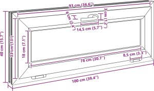 Okno piwniczne RISOR 100x40 cm uchylne 3 szyby antracyt 12