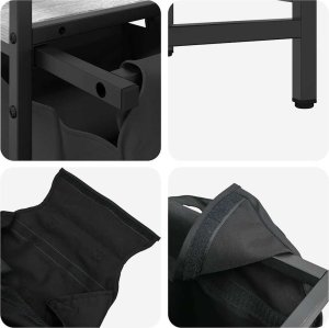 Kosz na pranie 3 przegrody z półkami, szary dąb sonoma 11