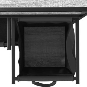 Kosz na pranie 3 przegrody z półkami, szary dąb sonoma 12