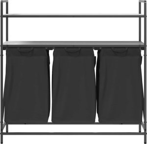 Kosz na pranie 3 przegrody z półkami, szary dąb sonoma 6