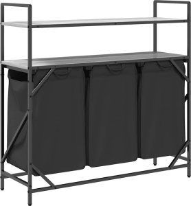 Kosz na pranie 3 przegrody z półkami, szary dąb sonoma 8